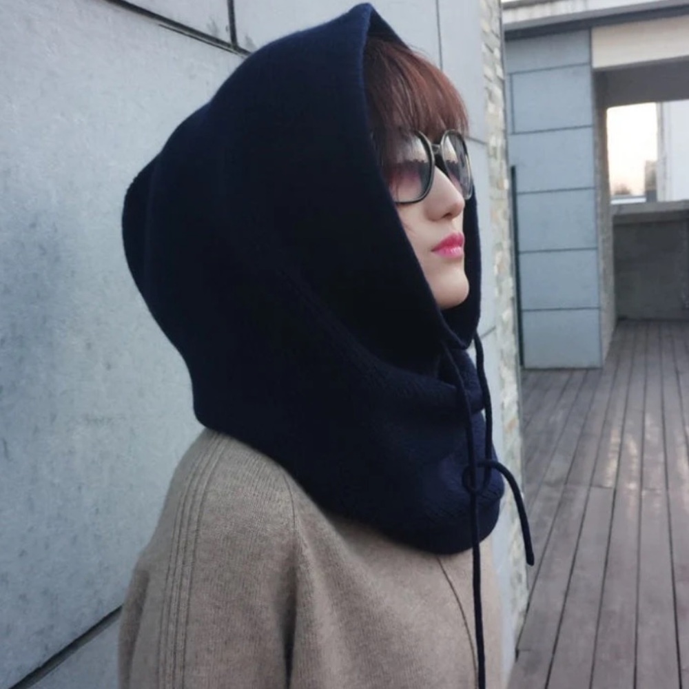 WINTER HOODED NECK WARMER HATS WITH ADJUSTABLE DRAWSTRING